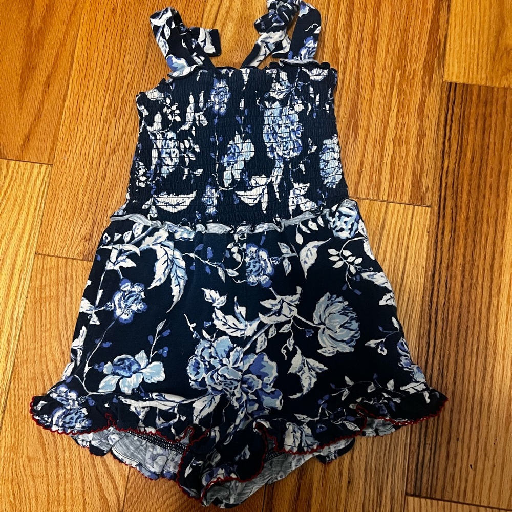 Matilda Jane Enchanted Garden Camille Blue Floral Print Cotton Romper
